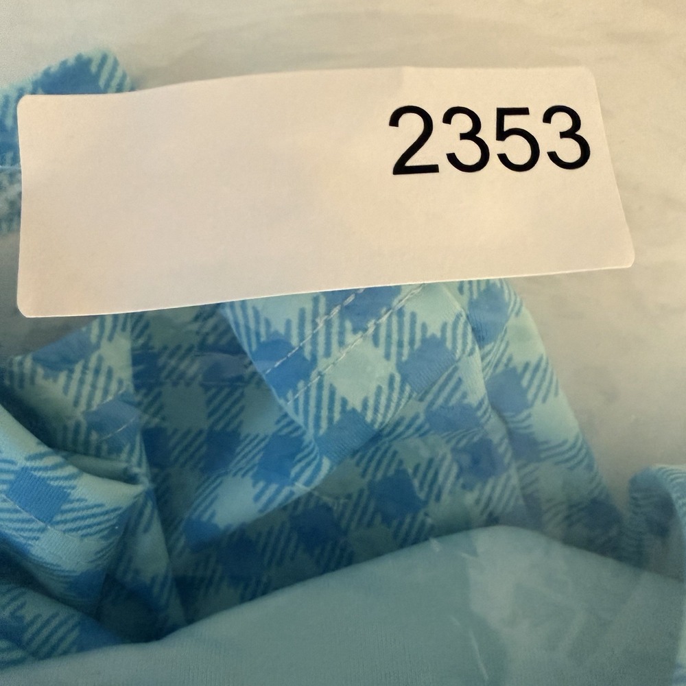 Lands End Square Neck Tankini Womens Size 14D Swimsuit Top Blue Gingham Check - Picture 12 of 12